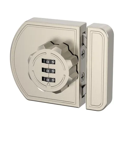 Cabinet Locks with Combination, Keyless Cabinet Lock, 3-Digit Anti Pry Combination Password Lock for Cupboard, Closet, Swinging/Sliding Door (1, pearl nickel)