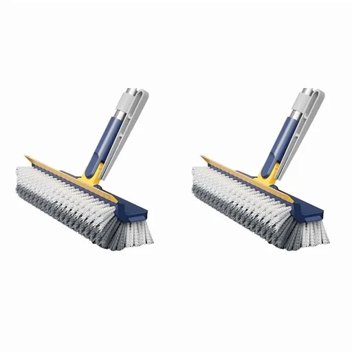 2X Long-Handled Floor Brush, Multi-Functional Scraping and Cleaning Brush, Cleaning Without Blind Spots Blue