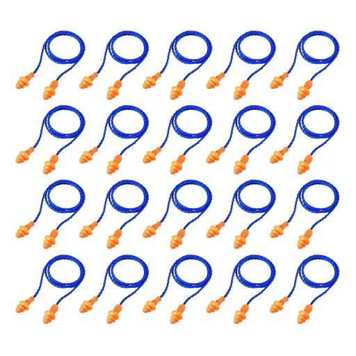 20 Pairs Corded Ear Plugs Reusable Silicone Earplugs with String Banded Ear Plug Sleep Noise Cancelling for Hearing Protection