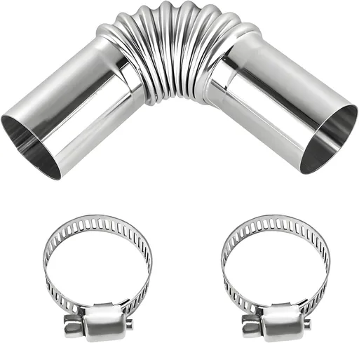 2PCS Air Parking Heater Exhaust Pipe Tube Elbow Connector, 25mm Stainless Steel Diesel Boat Heater with 2 Connectors, Automotive Exhaust Pipes Replacement (1 PCS)