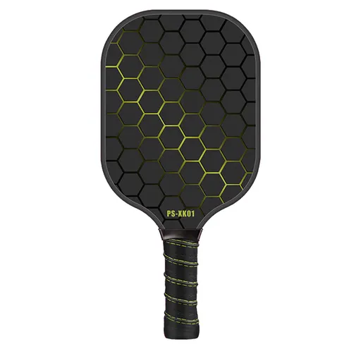 Black and Yellow Fiberglass Pickleball Paddle - 220g Lightweight Racket with Breathable PU Comfort Grip and Oversized Sweet Spot for Outdoor Play