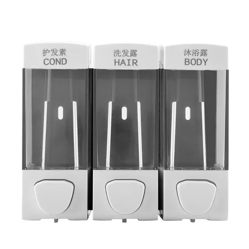 Wall Mounted 3-Chamber Liquid Lotion Shampoo Soap Dispenser Set Bathroom Accessories