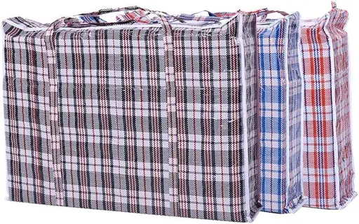 Set of 3 Jumbo STORAGE LAUNDRY SHOPPING Bags with Zippers and Handles. Size 27"x25"x5"