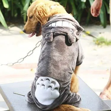 Shine Four Leg Dog Clothes Coral Fleece Thickened Large Big dog chinchilla gray 5XL