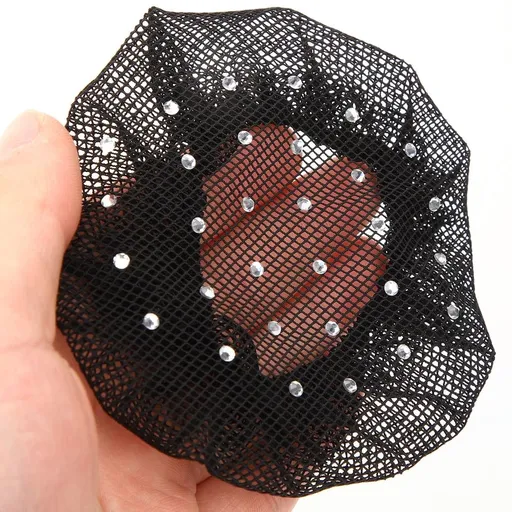 6-Pack Women's Hair Nets for Buns with Decorative Accents, Ideal for Gymnastics and Daily Wear
