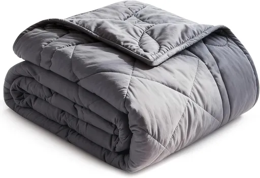 Weighted Blanket (15lbs, 60''x80''), Heavy Blanket Washable for Adult with Premium Glass Beads-Grey