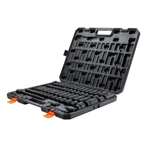 1/2" Drive Impact Socket Set, 65 Piece Socket Set SAE 3/8" to 1-1/4" and Metric 10-24mm, 6 Point Cr-V Alloy Steel for Auto Repair, Rugged Construction, Easy-to-Read Size Markings, Storage Case