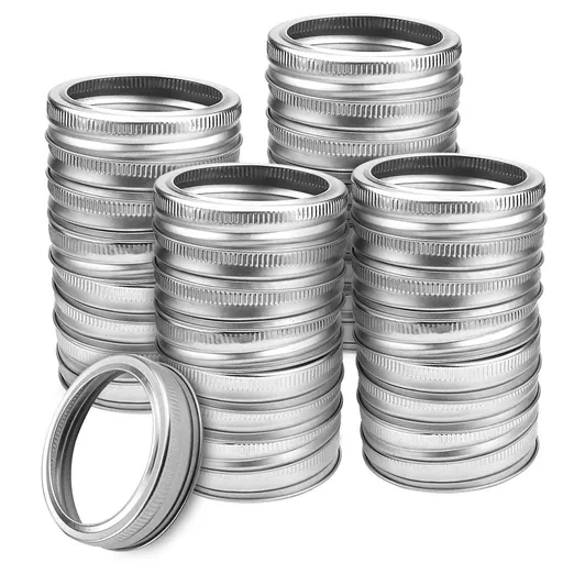 40 Pieces Regular Mouth Mason Jar Replacement Rings, 70mm Silver Mason Storage Split-Type Lids Canning Jar Bands Leak Proof
