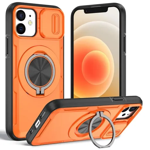 2-in-1 Magnetic Sliding Lens Case, Orange for iPhone 12