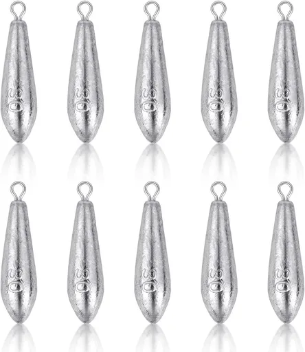 10 Pack Drop Shot Fishing Weights, Lead Bottom Sinkers for Bass Fishing Rigs, Soft Plastics, Freshwater Lures and Tackle Boxes