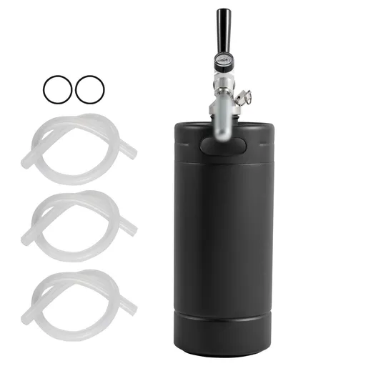Beer Growler Tap System, 4L Mini Keg, 304 Stainless Steel Pressurized Beer Growler, Keg Growler with Pressure Display, CO2 Regulator Faucet, Leak-Proof Ring For Draft, Homebrew, Craft Beer