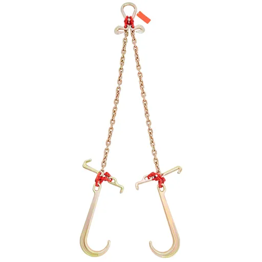V-Chain Bridle, 4364 kg Working Load Limit, 8 x 914.4 mm G80 Tow Chain with RTJ Cluster Hooks, DOT Certified, Galvanized Coating Manganese Steel & D-Shackle, for Lifting & Moving Activities
