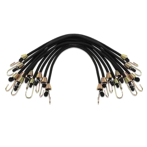 10-Pack Small Bungee Cords with Hooks Mini Black Rubber Bungee Cords Short Bungee Cords for Outdoor Camping Elastic Cord Ties