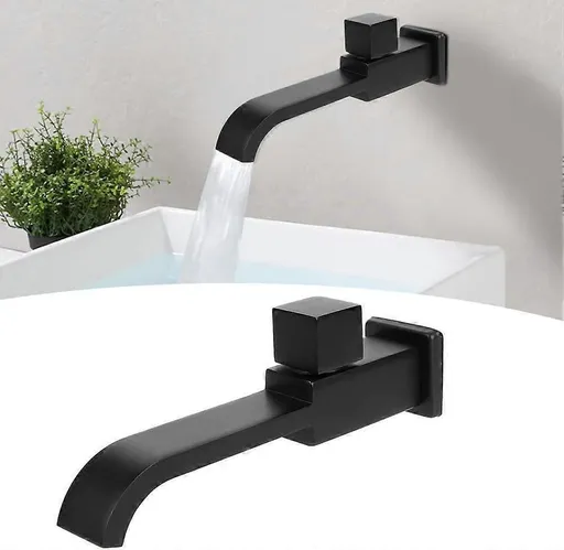 G1/2 Modern Brass Wall Mounted Faucets Bathroom Wall Mounted Faucet Single Hole Cold Water Faucet for Kitchen Bath Wash Basin Sink Matte Black