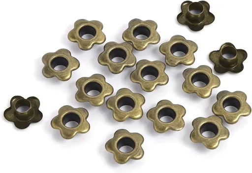 CooBigo Flower Eyelet Grommets, 5mm Metal Eyelets for Fabric Clothing, Shoe Eyelets, Belt, Bags, Bookmarks