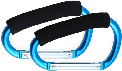 Stroller Hooks by Baby,Large Stroller Hooks for Mommy, 2 pcs Carabiner Stroller Hook Organizer for Hanging Purses, Diaper Bag, Shopping Bags (Sky Blue)