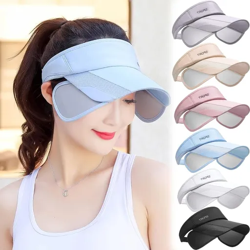Sun Visor Hat for Women and Men - Retractable Sport Hat, Summer Golf Tennis Running Beach Hat with Ponytail Hole