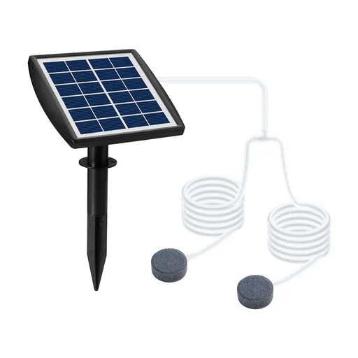 6V 2W Plug-in Solar Oxygen Pump with 8.2ft Pipe 2 Air Bubble Stones Fish Tank Oxygenator Aquarium Oxygen Aerator Air Pump Fishing Aerator for Garden Fish Tank Outdoor Pool Pond