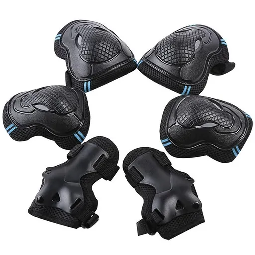 6Pcs Protective Gear Set Knee Elbow Wrist Guards for Skateboard Cycling Riding - S