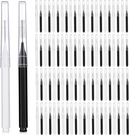 100 Pieces Braces Brush for Cleaner Interdental Brush Toothpick Dental Tooth Flossing Head Oral Dental Hygiene Flosser Toothpick Cleaners Tooth Cleaning Tool (Black, White)