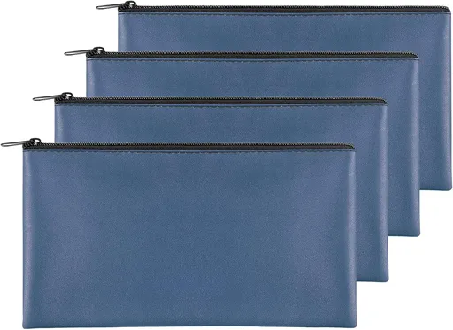 4 Pieces Money Bags With Zipper, 11x6.1 inch Money Pouch, Bank Bag, Cash Bag, Check Wallet, Cosmetics(navy)