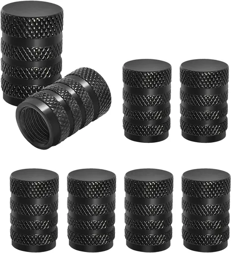 8 valve caps - black dust caps for car tyres - valve caps - durable universal aluminium dust caps for cars - bikes - trucks and motorcycles