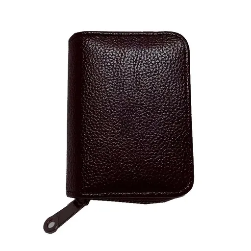 Compact Zipper Organ Card Cover Holder Wallet ID Bag Short Coin Purse Pockets - Brown