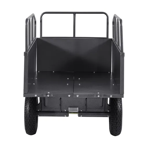 Garden Utility Trailer, 17 Cu. Ft & 272 kg Capacity, ATV UTV Hauling Trailer, Tow Behind Steel Dump Cart with 16" Tires, Hand Pull or Foot Pedal, Heavy Duty Yard Trailers for Lawn Mower Tractor