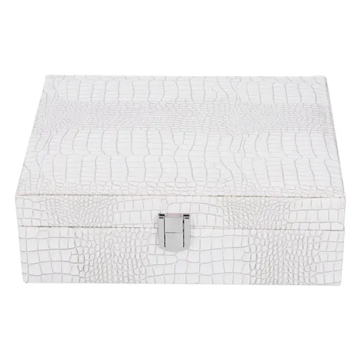 White Artificial Leather Multilayer Jewelry Box Portable Packaging Box for Collecting