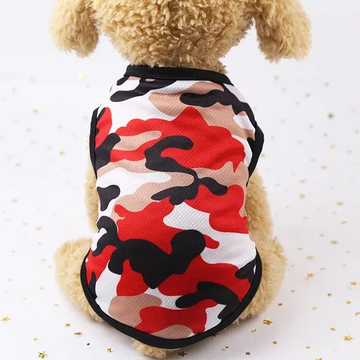 Shine Pet Dog Cat Vest Mesh Camo Summer Sun Protection Vest-Red Camo Ｍ