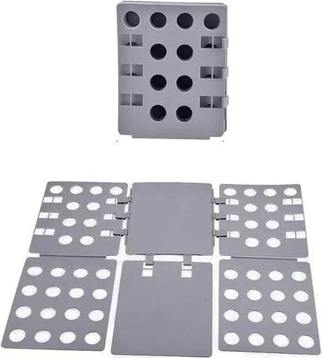 Shirt Folding Board, 27.56 x 22.44 T Shirt Folder, Easy and Fast Flip Fold Clothes Folding Board, Durable Plastic Laundry Folders Collapsible Liner for Easy Storage and Travel (Gray)