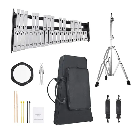 32 Note Xylophone Glockenspiel Professional Percussion Instrument Adjustable Stand Carrying Bag