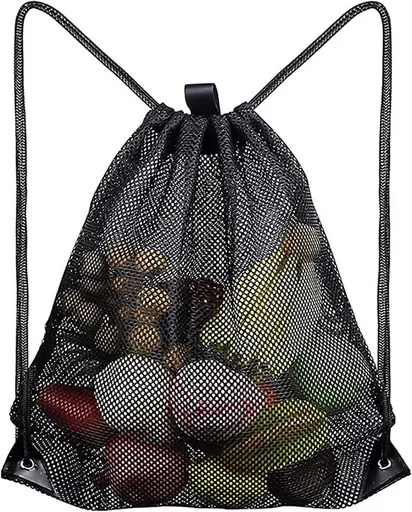 Black Sports Bag - 40*45cm - Mesh - Drawstring - Suitable for fitness, sports, swimming, diving, travel, yoga, dancing, camping, hiking