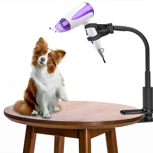 Pet Hair Dryer Clip Holder, 360° Rotatable Pet Grooming Hair Dryer Stand Hands Free Aluminum Alloy Hair Dryer Rack