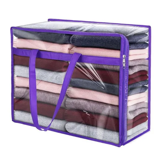 6PCS Clothes Storage Bag Transparent PVC Dust Proof Space Saving Clothes Bag for Bedding Quilt