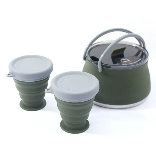 Outdoor Camping Foldable Pot, Silicone Hiking Cook Pot, Portable Picnic Cookware Set, Stainless Steel Camping Cookware