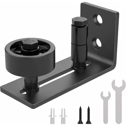 Heavy Duty Sliding Barn Door Track, 8 In 1 Black Carbon Steel Stop, Flush Bottom Design, Floor And Door Panels,