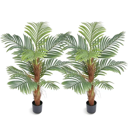 Artificial Palm Tree, 1219mm Tall Faux Plant, Secure PE Material & Anti-Tip Tilt Protection Low-Maintenance Plant, Lifelike Green Fake Tree for Home Office Warehouse Decor Indoor Outdoor