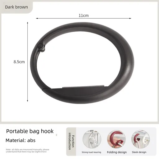 2 PCS Portable Purse Bag Hook Hanger Table Edge Holder Dark Brown Foldable Non-Slip Clip for School Desk Office & Cafe