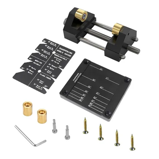 Adjustable Honing Guide Tool Set for Woodworking Chisels and Plane Blades with Rolling Base Angle Setting Plate and Multi-Angle Gauge for Sharpening Precision (Black)