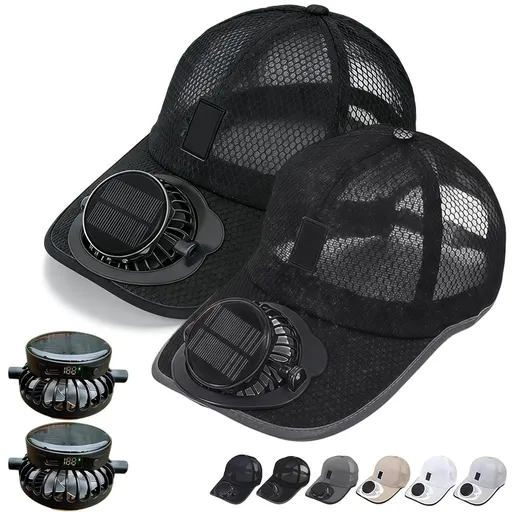 Solar Rechargeable Peak Cap with Fan, USB & Solar Powered, 3-Speed, Summer Sun Hat for Men Women Fishing Camping Beach