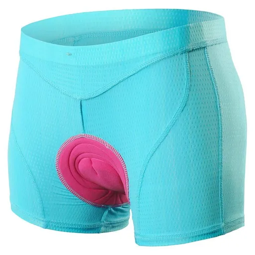 Women's cycling tight fitting underwear with elastic and breathable silicone seat cushion, flat corner underwear, 3D shock-absorbing cycling suit - Blue - Size XXL
