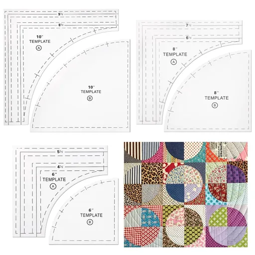 3 Sets Quilting Templates, 6" 8" 10" Acrylic Square Rulers, Large Clear Cutting Templates with 1/4 in Seam Allowance for Quilting, Patchwork, Fabric Cutting, Sewing