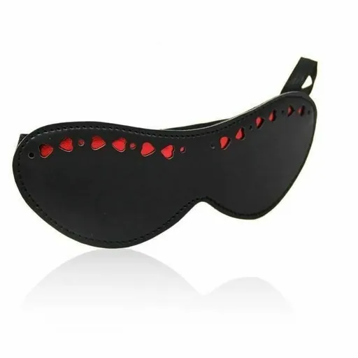 House Of Dasein Leather Blindfold Eye Mask Bdsm Bondage Restraint - Black Red Dots