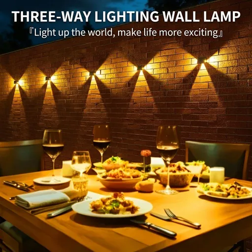 Solar Powered Outdoor Wall Light with Triple-Sided Glow, 5 Lighting Modes, Dusk-to-Dawn Auto On/Off, Weatherproof LED Accent Lamp for Patio, Fence, Staircase, and Garden Wall Decor (12PCS, Warm White)