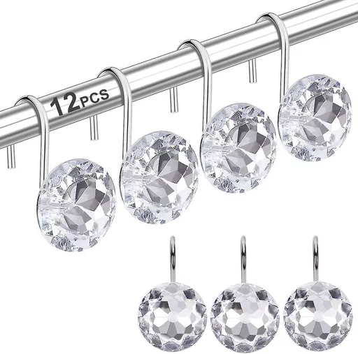 12pcs Decorative Resin Shower Curtain Hooks Rings for Bathroom Rods