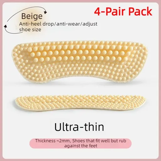 4-Pair Pack, Ultra-Thin - Bubble Column Silicone Heel Grips, Anti-Blister Anti-Slip Heel Pads for High Heels