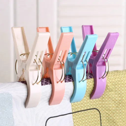 4 Pieces Beach Towel Clips, Heavy Duty Clothes Pins for Beach Chairs and Cruise Towels, Windproof Holders for Vacation Travel, 8.5 x 12 cm, Multicolor