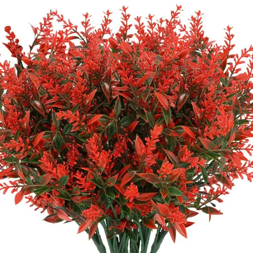 Artificial Lavender Flowers Plants UV Resistant Faux Outdoor Plastic Greenery Shrubs Plants Hanging Planter Kitchen-8pcs