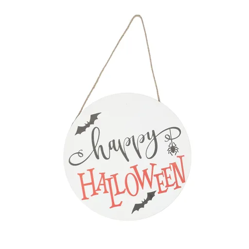 Spider Bat Design Wooden Welcome Sign Hanging Front Door Sign Board for Home FestivalWithout Bowknot